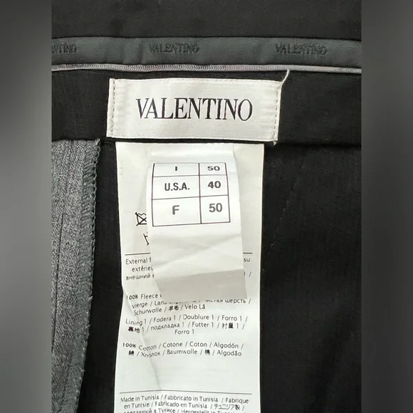 34X30” Valentino Grigio Chiaro Straight Leg Wool